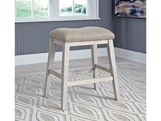 Skempton White/Light Brown Counter Height Bar Stool (Set of 2)