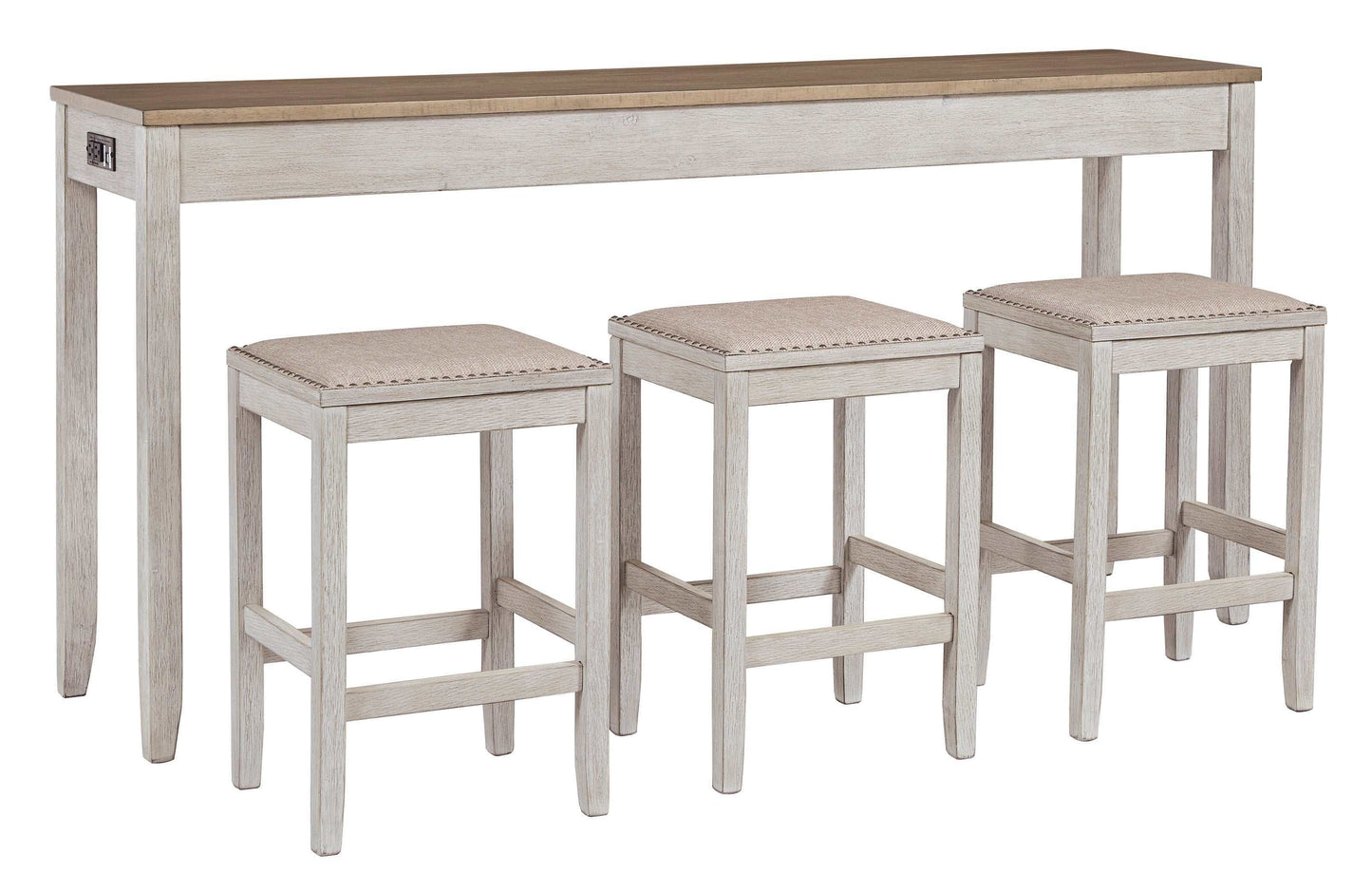 Skempton White/Light Brown Counter Height Dining Table & Bar Stool Sets