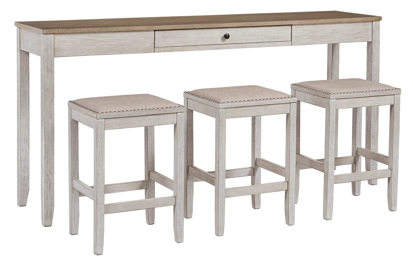 Skempton White/Light Brown Counter Height Dining Table & Bar Stool Sets