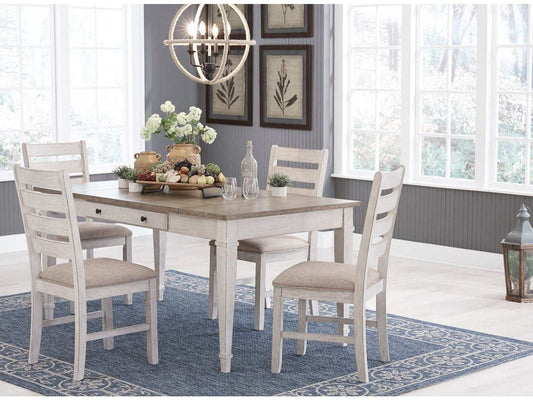 Skempton White/Light Brown Dining Room Set / 5pc