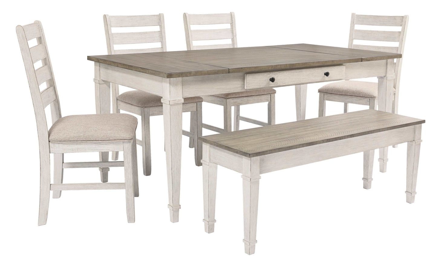 Skempton White/Light Brown Dining Room Set / 6pc