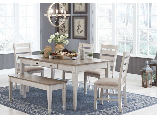 Skempton White/Light Brown Dining Room Set / 6pc