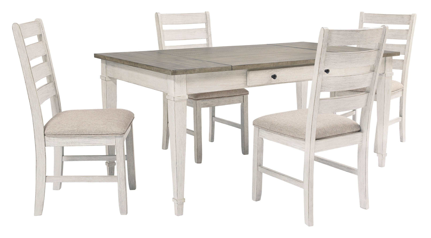 Skempton White/Light Brown Dining Room Set / 5pc