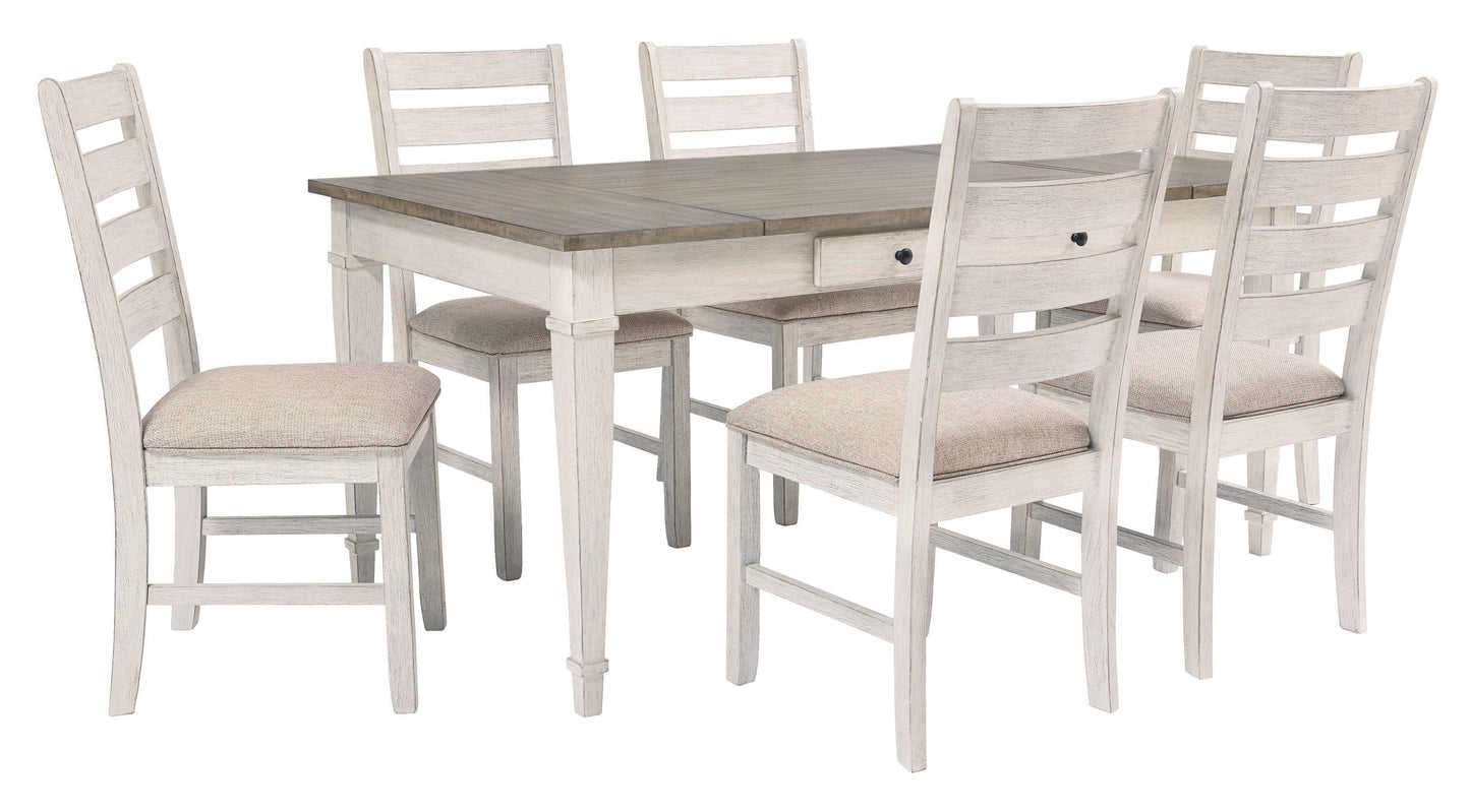 Skempton White/Light Brown Dining Room Set / 7pc