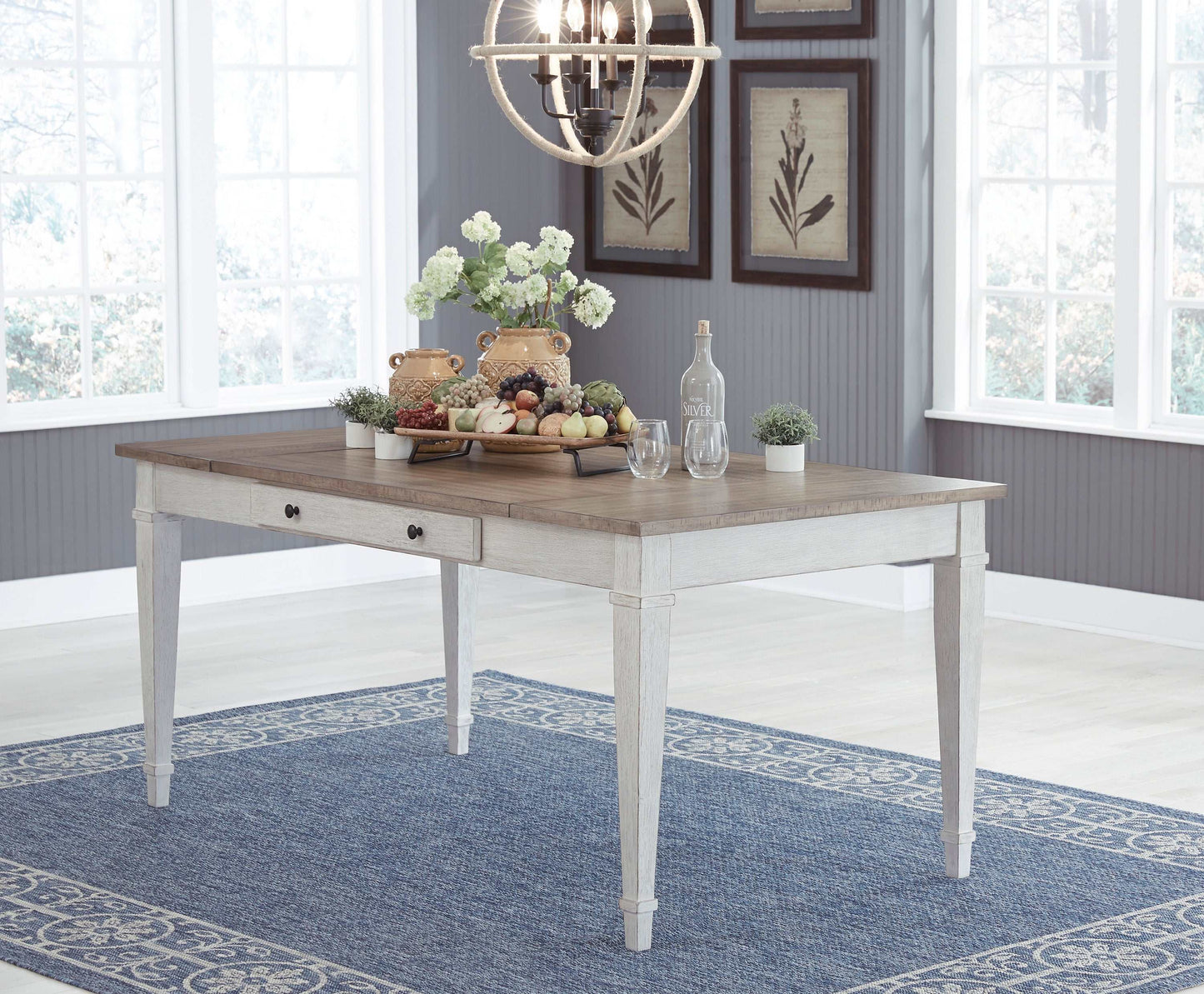 Skempton White/Light Brown Dining Table w/ Storage