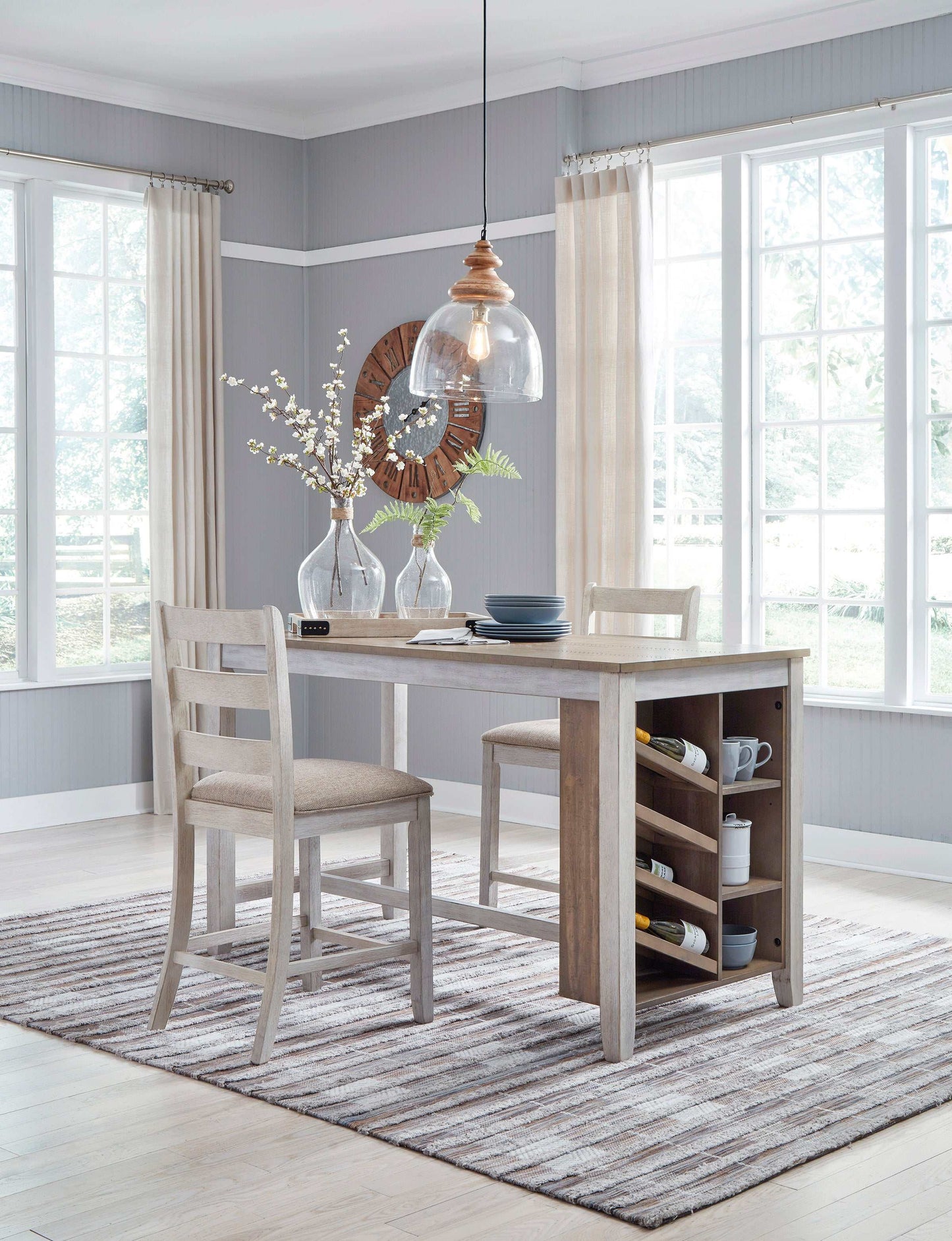 Skempton White/Light Brown Counter Height Dining Table w/ Storage