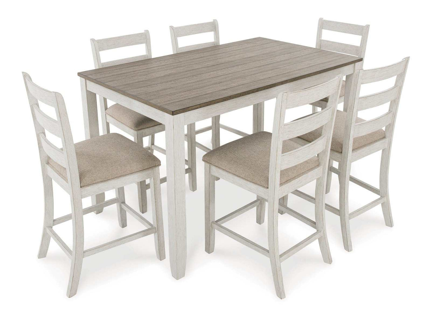 Skempton Counter Height White/Light Brown Dining Room Set / 7pc