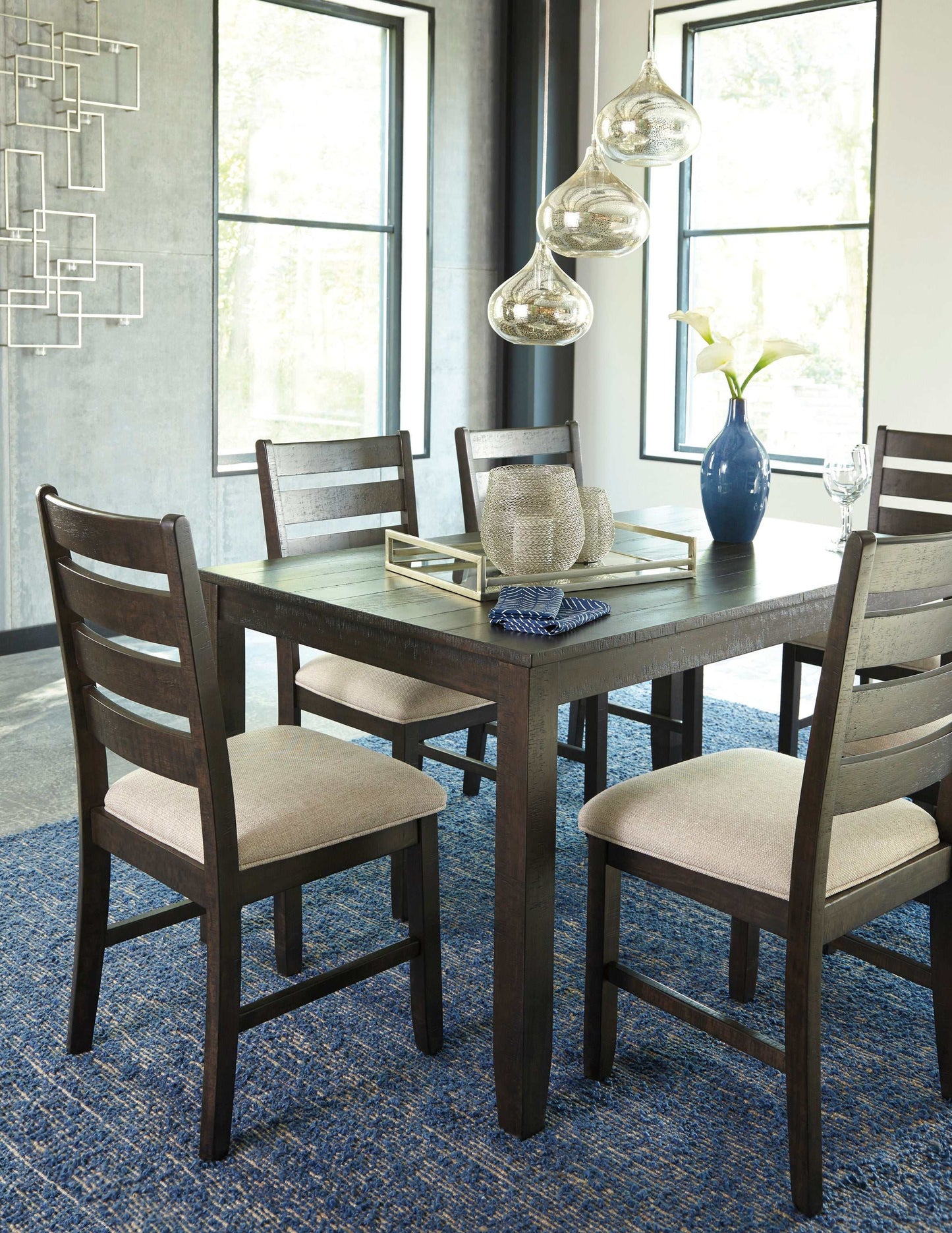 Rokane Brown Dining Room Table & Chairs (Set of 7)