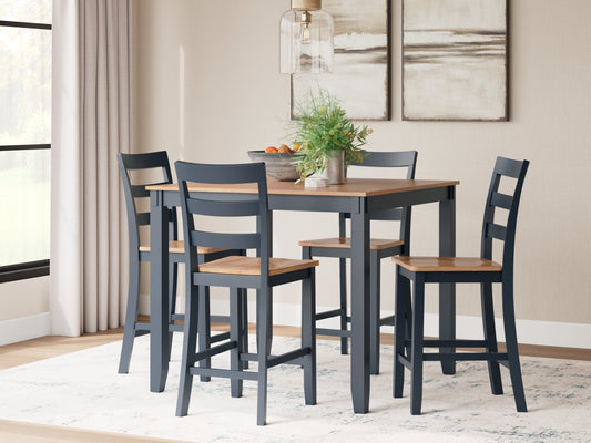 Gesthaven Natural/Blue Counter Height Dining Table and 4 Barstools (Set of 5)