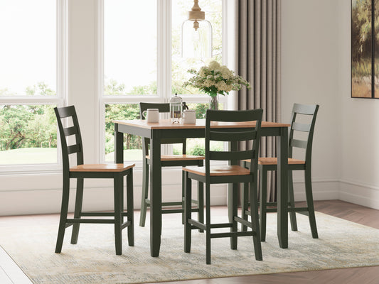 Gesthaven Natural/Green Counter Height Dining Table and 4 Barstools (Set of 5)