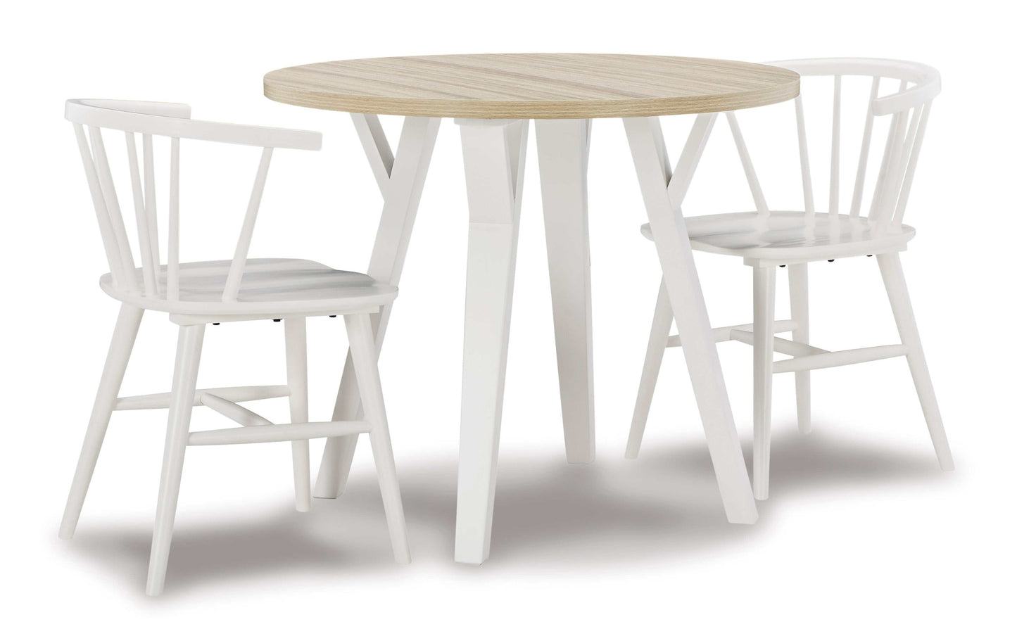 Grannen White & Natural Round Dining Room Sets