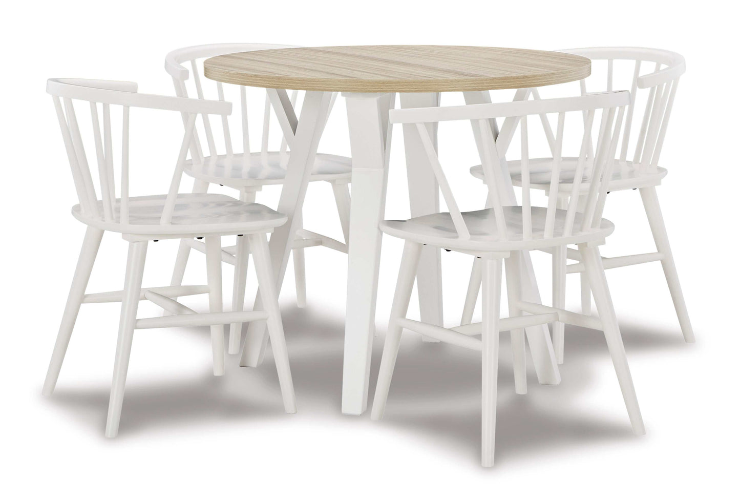 Grannen White & Natural Round Dining Room Sets