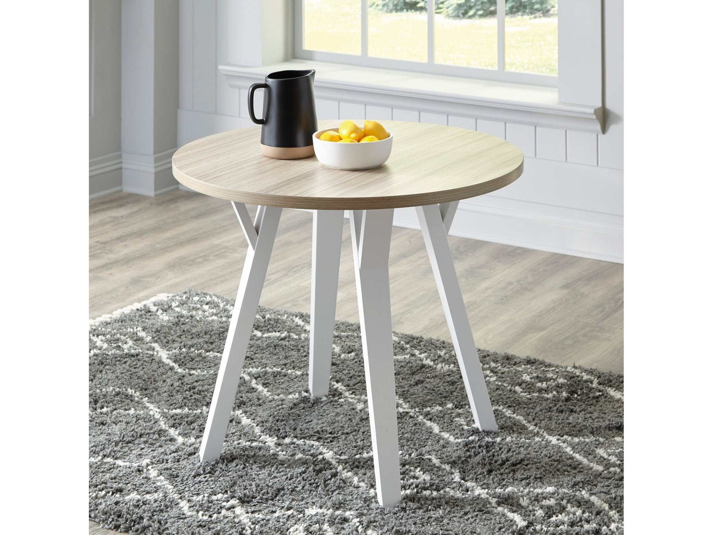 Grannen White & Natural Round Dining Table