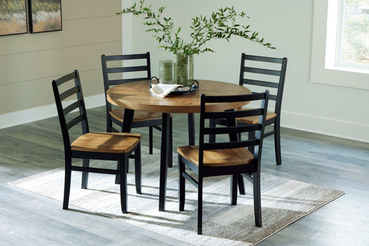 Blondon Brown & Black Round Dining Room Set (Set of 5)