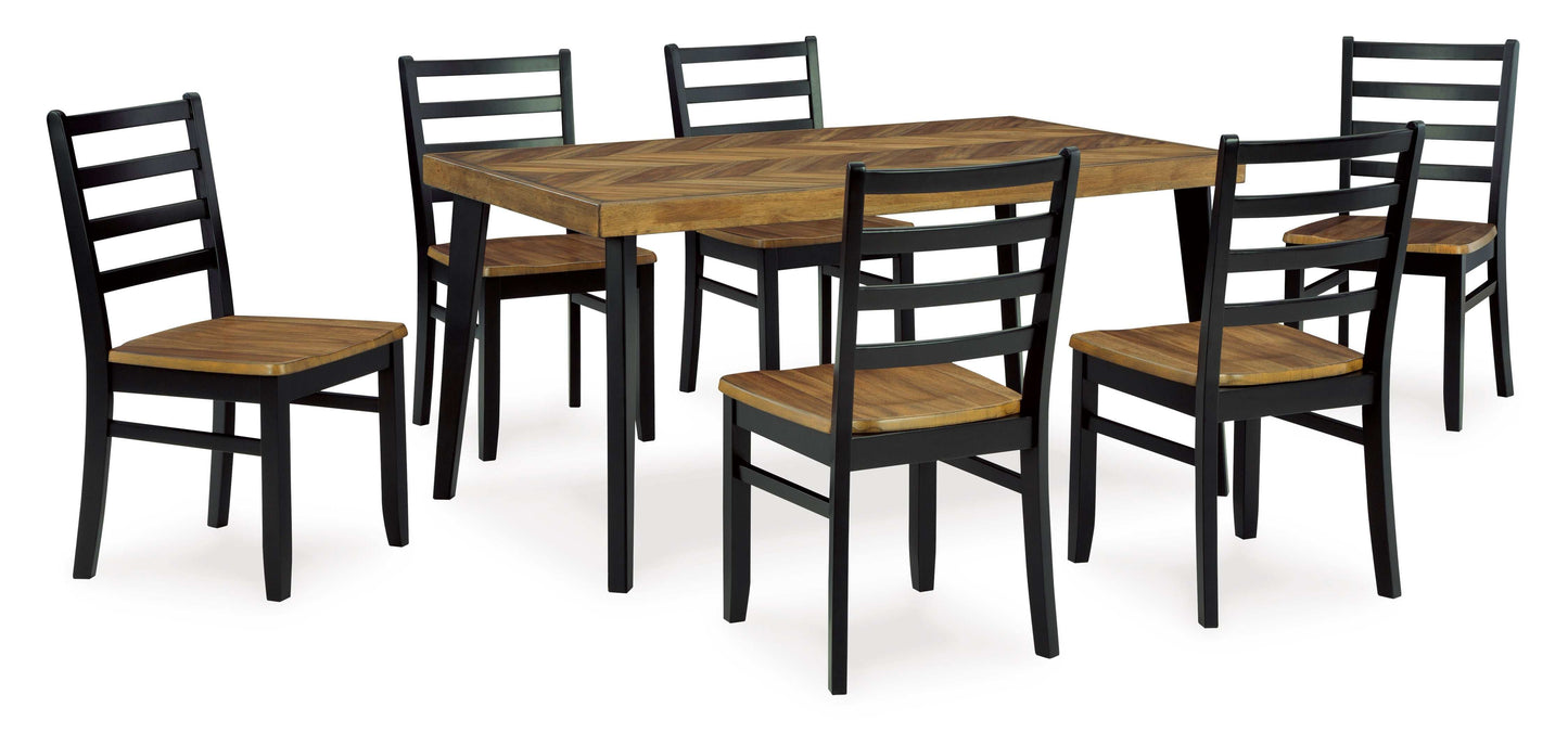 Blondon Brown & Black Dining Room Set (Set of 7)