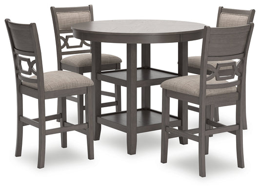 Wrenning Gray Counter Height Dining Table and 4 Barstools (Set of 5)