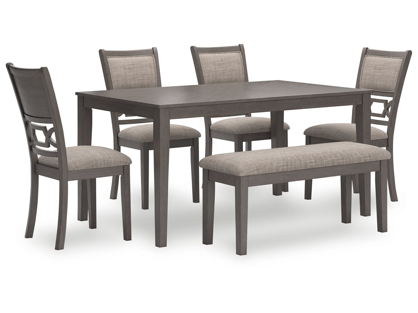 Wrenning Gray Dining Table and 4 Chairs and Bench (Set of 6) - Ornate Home