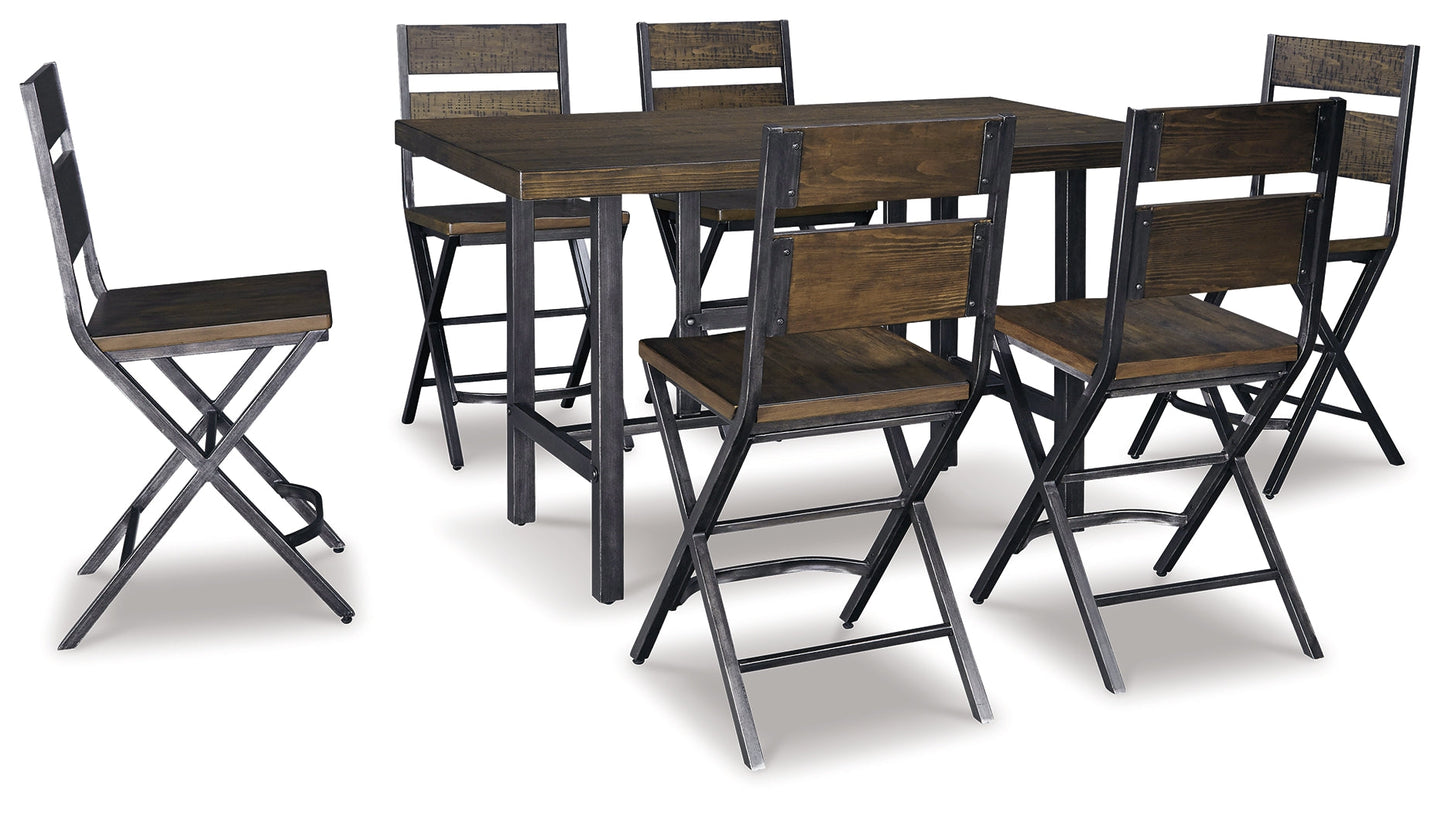 Kavara Medium Brown Counter Height Dining Table with 4 Barstools