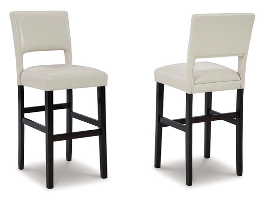 Leektree Ivory/Brown Bar Height Bar Chair (Set of 2)