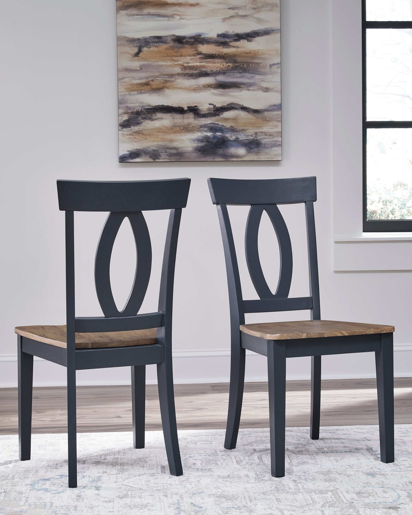 Landocken Brown/Blue Dining Room Chair (Set of 2)