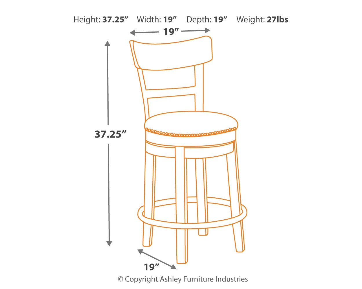 Pinnadel Grayish Brown Counter Height Bar Stool (Set of 2)