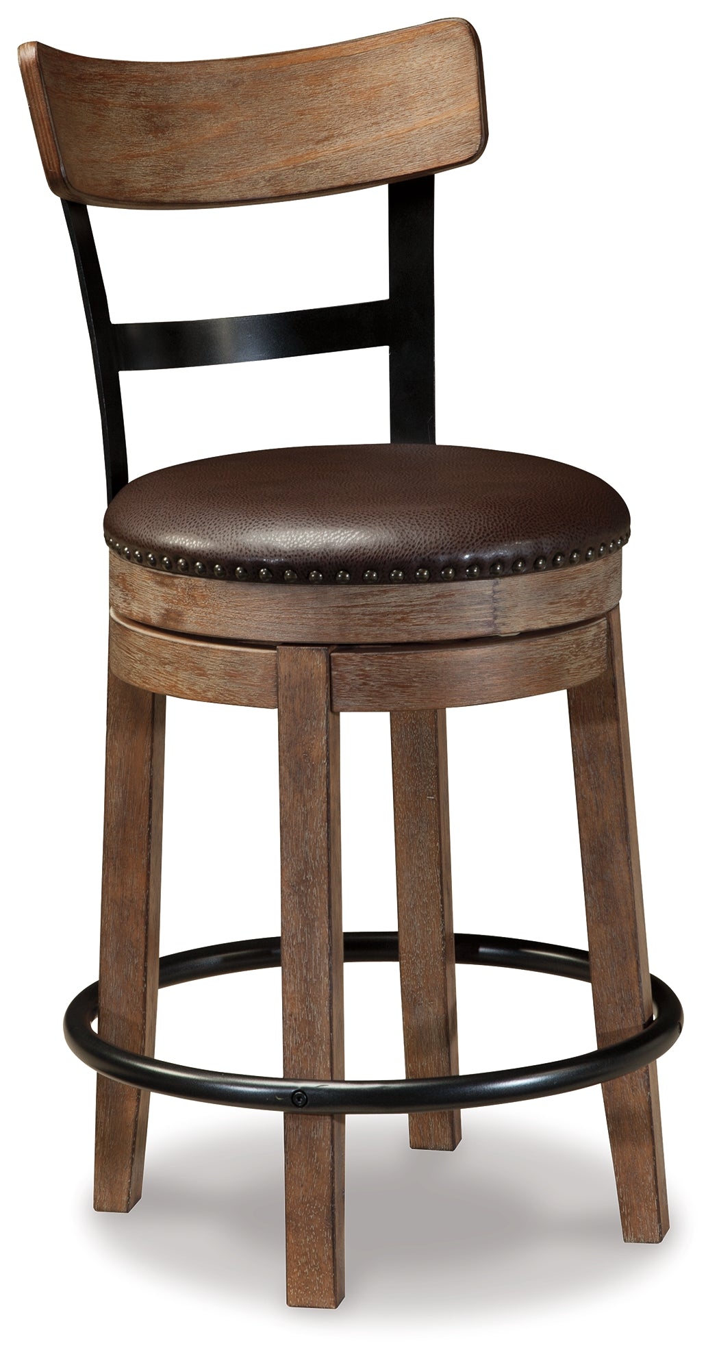 Pinnadel Grayish Brown Counter Height Bar Stool (Set of 2)