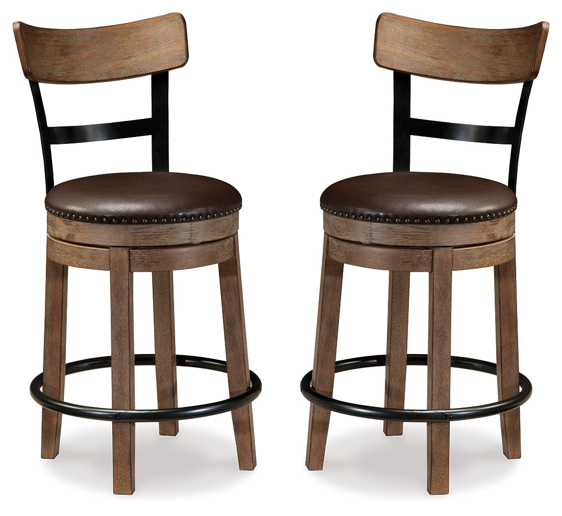 Pinnadel Grayish Brown Counter Height Bar Stool (Set of 2)