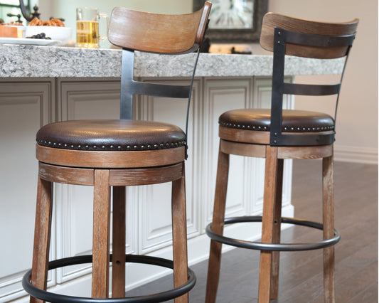 Pinnadel Grayish Brown Bar Height Bar Stool (Set of 2)