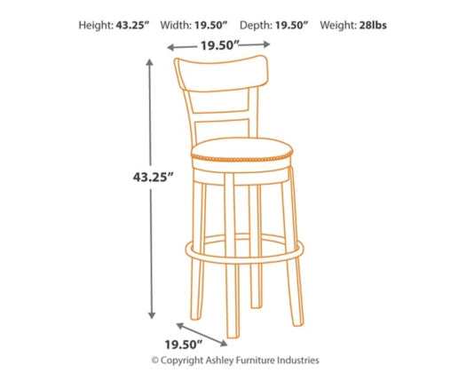 Pinnadel Light Brown Bar Height Bar Chair