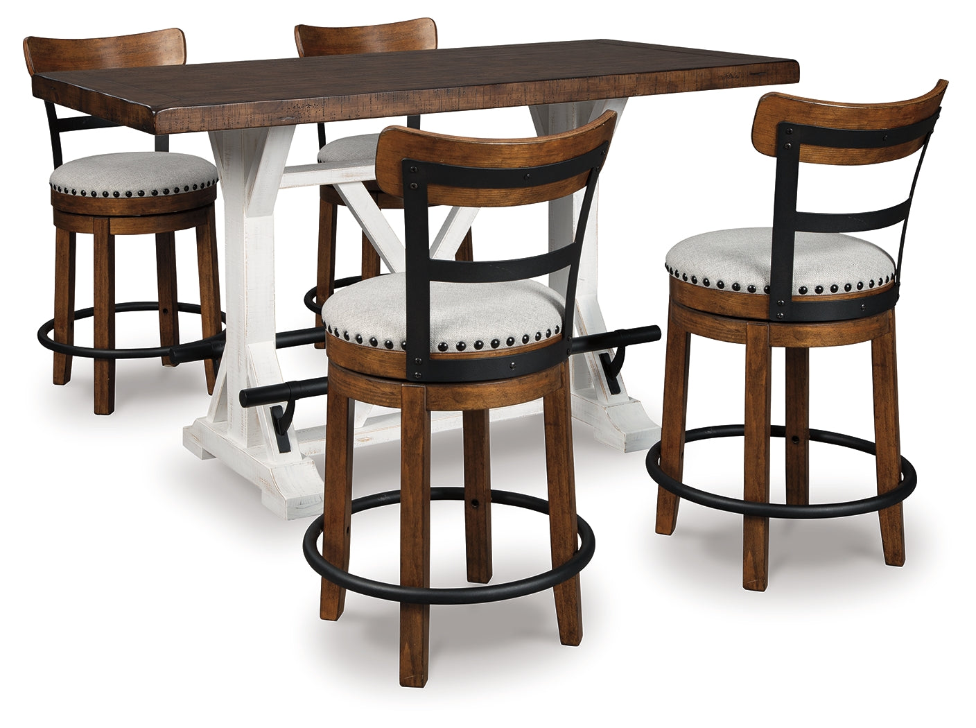 Valebeck Brown Counter Height Dining Table and 4 Barstools