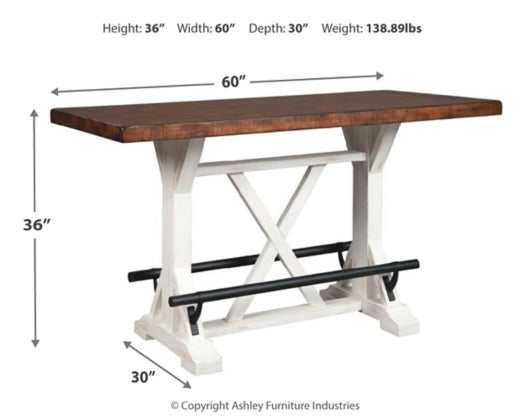 Valebeck White & Brown Counter Height Dining Table