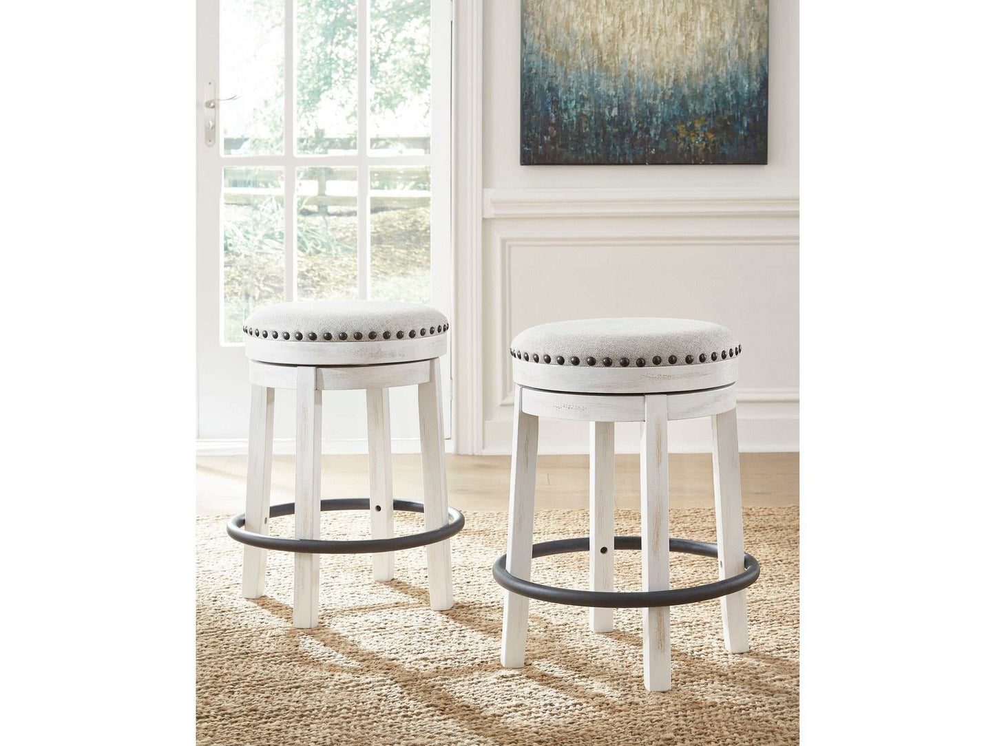 Valebeck White & Black Counter Height Stool