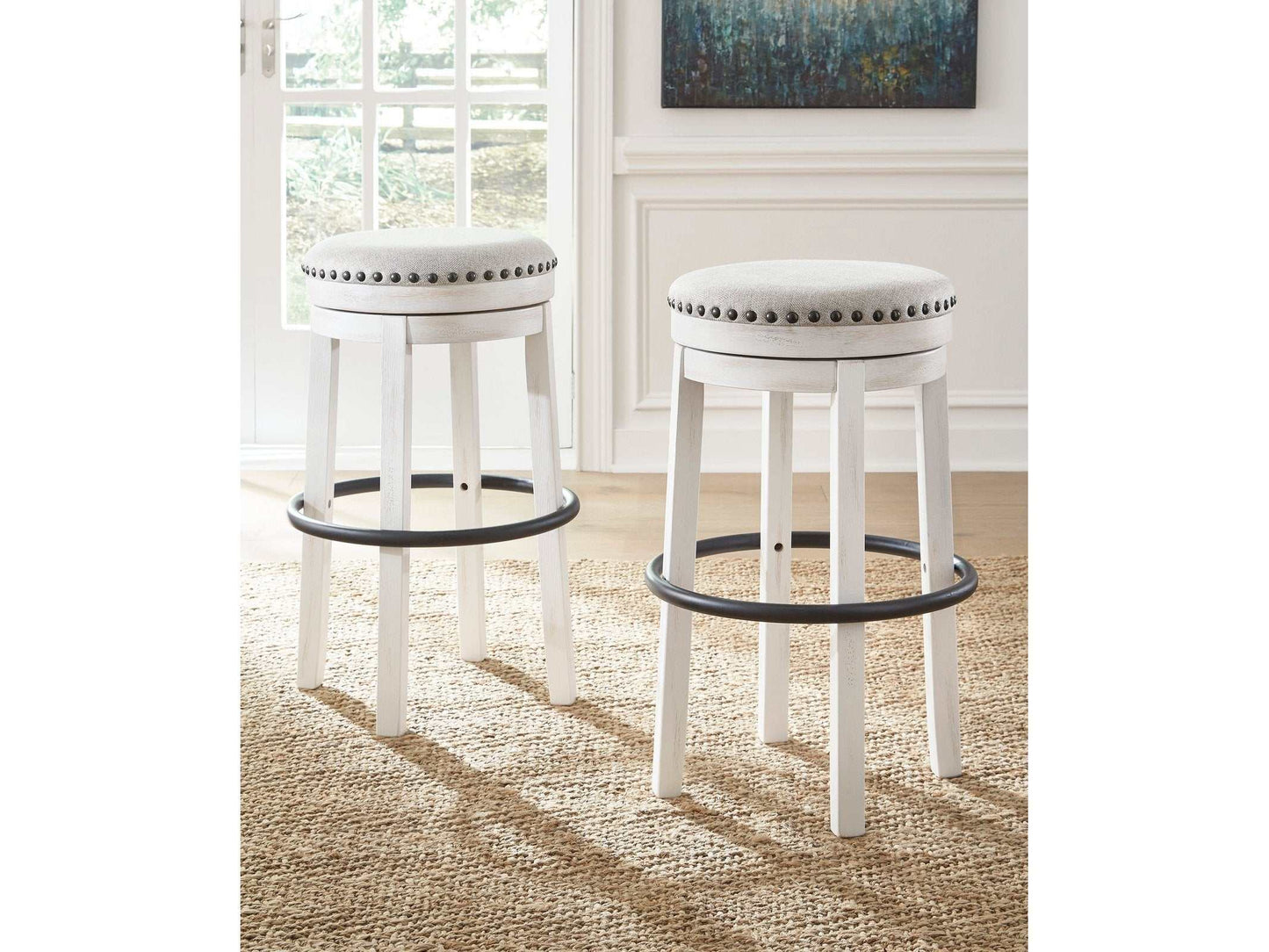 Valebeck White & Black Bar Height Stool