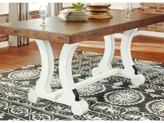 Valebeck White & Brown Rectangular Dining Table w/ Leaf