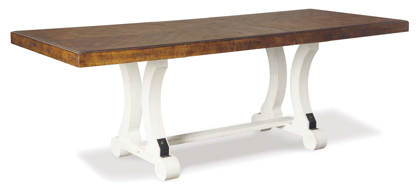 Valebeck White & Brown Rectangular Dining Table w/ Leaf