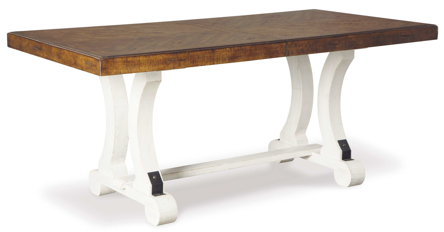 Valebeck White & Brown Rectangular Dining Table w/ Leaf