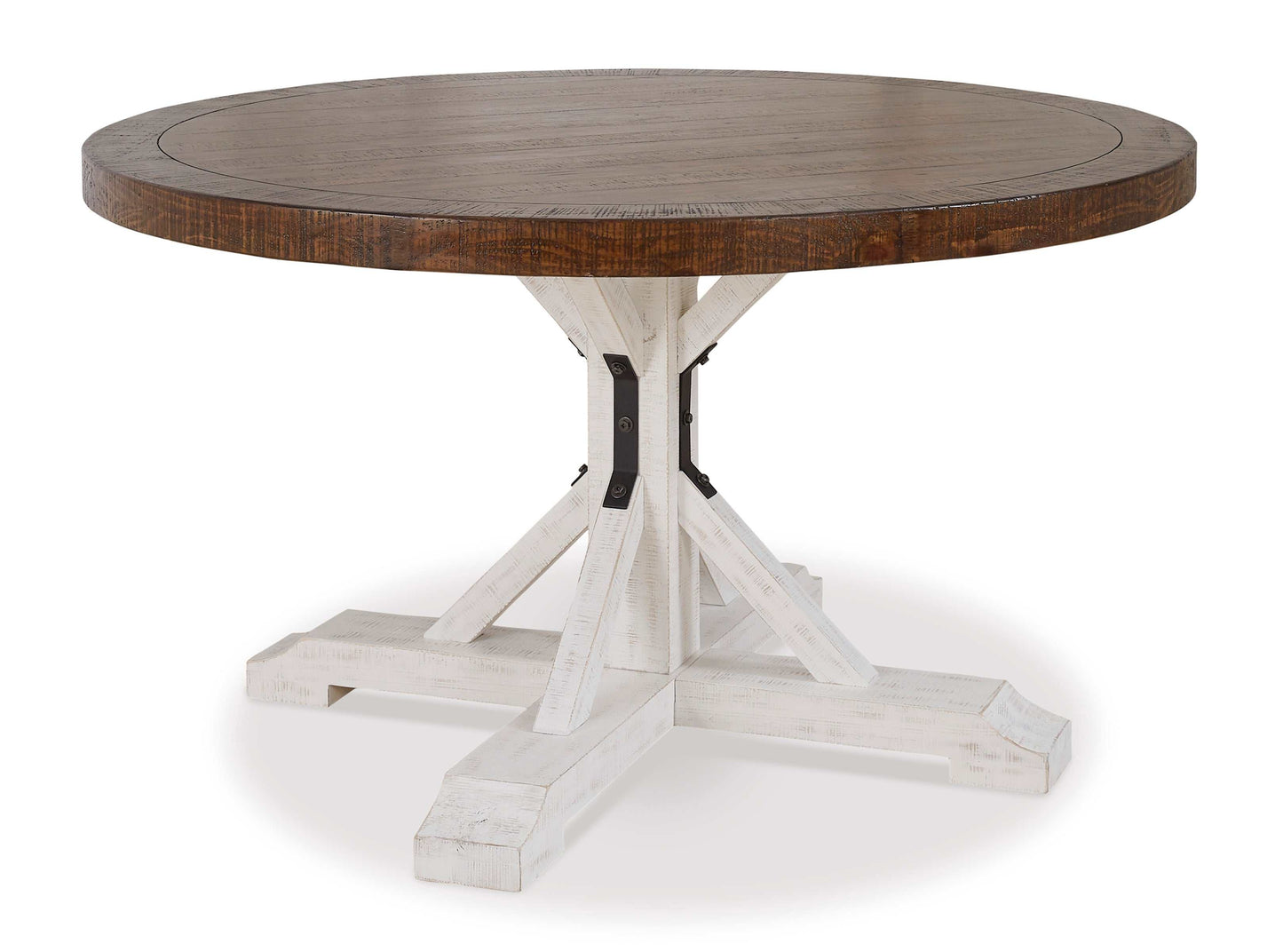 Valebeck White & Brown Round Dining Table