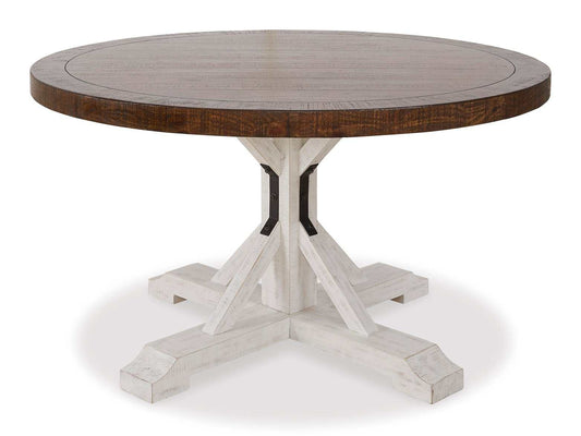 Valebeck White & Brown Round Dining Table