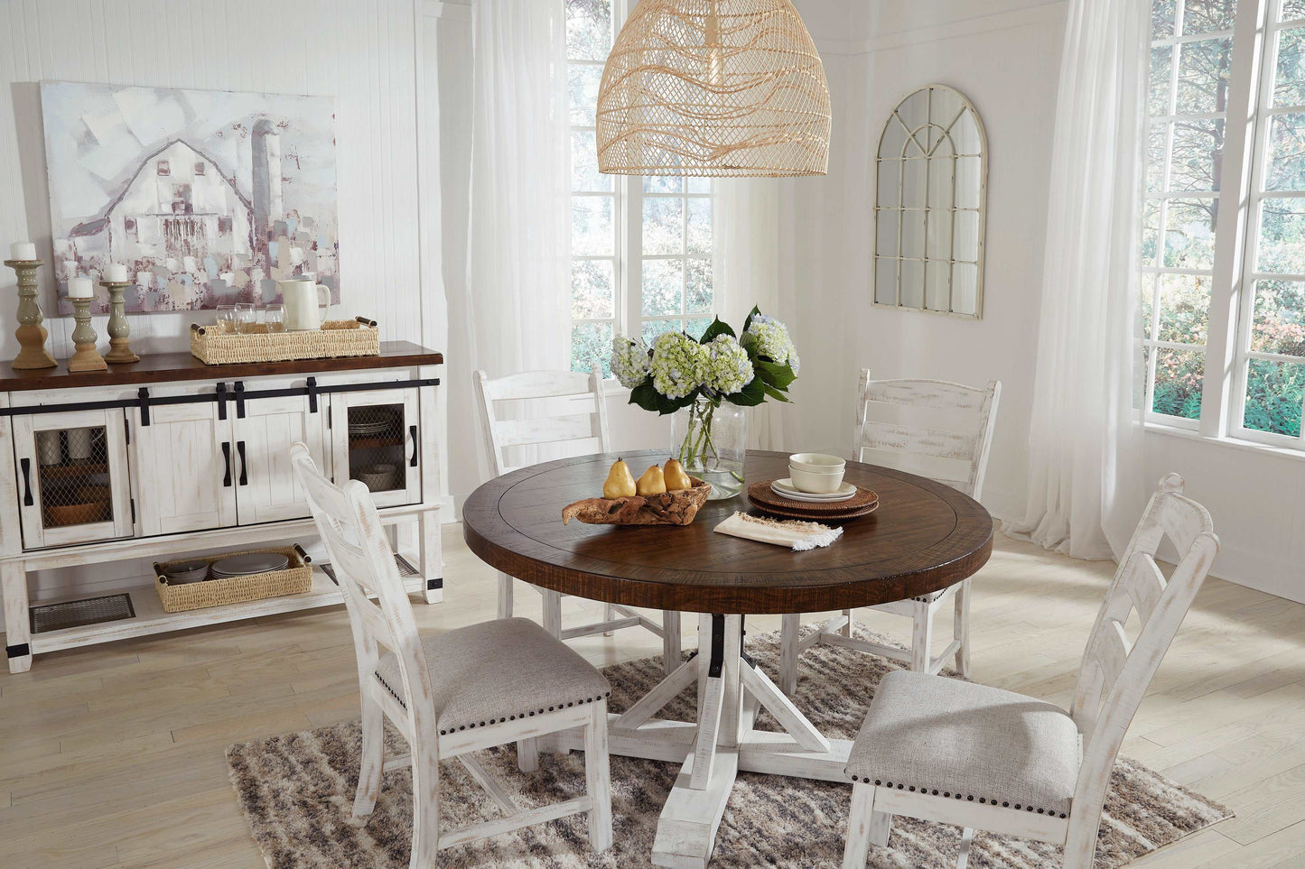 Valebeck White & Brown Round Dining Table