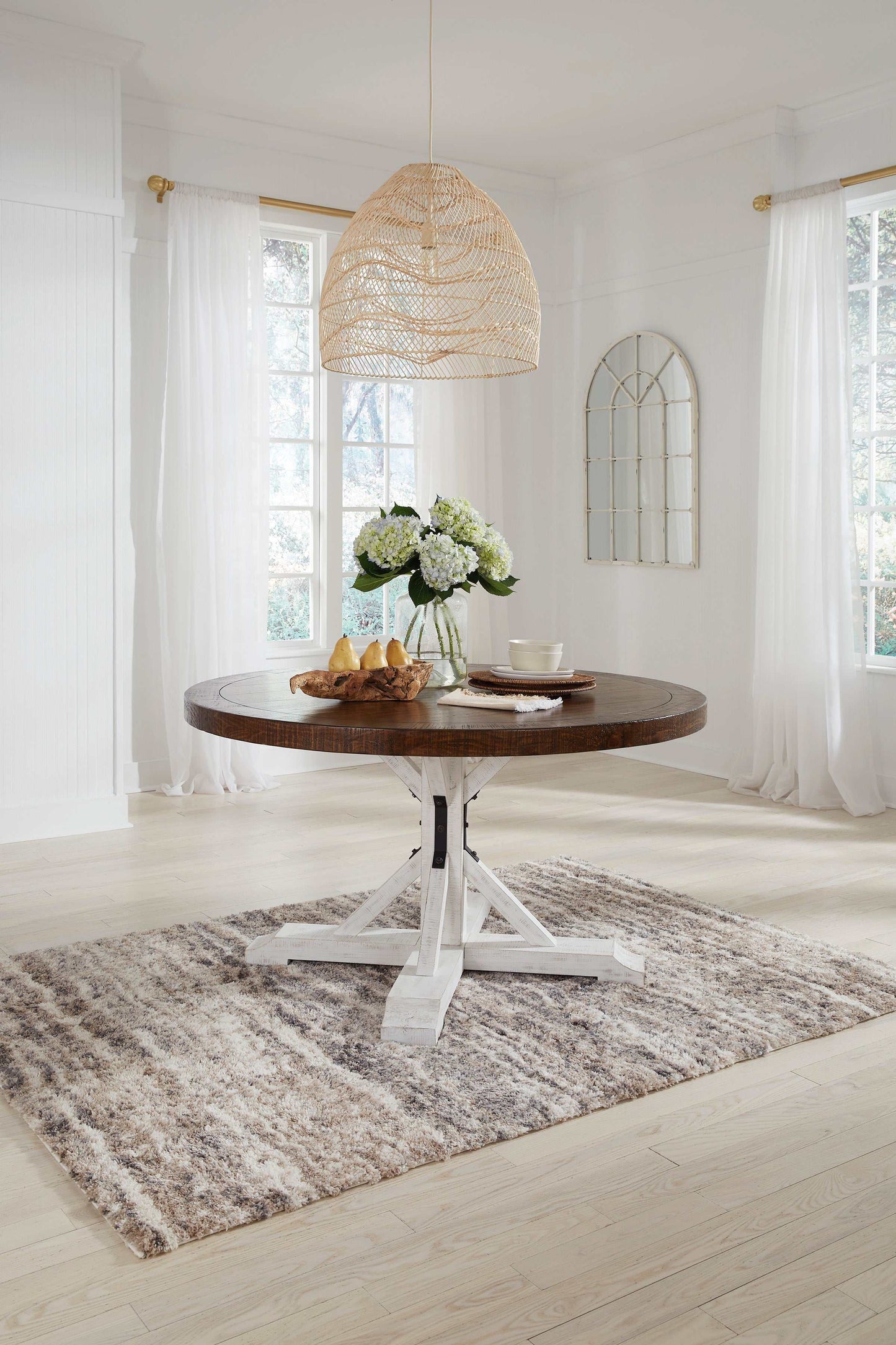 Valebeck White & Brown Round Dining Table