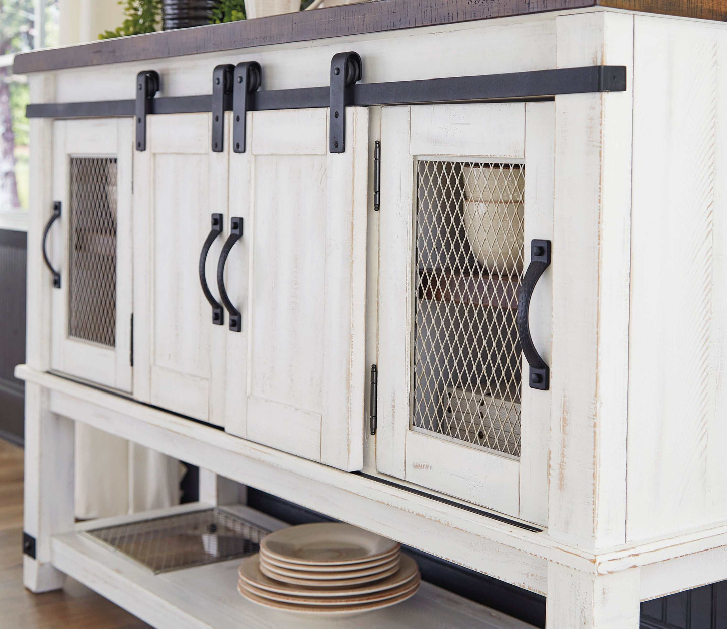 Valebeck White & Brown Dining Server/Sideboard