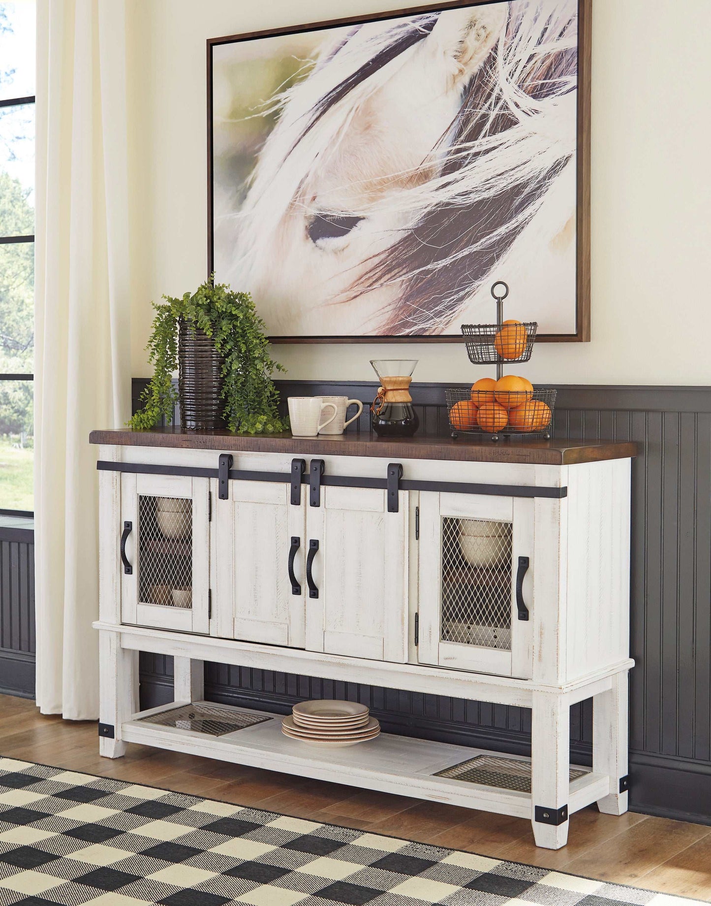 Valebeck White & Brown Dining Server/Sideboard