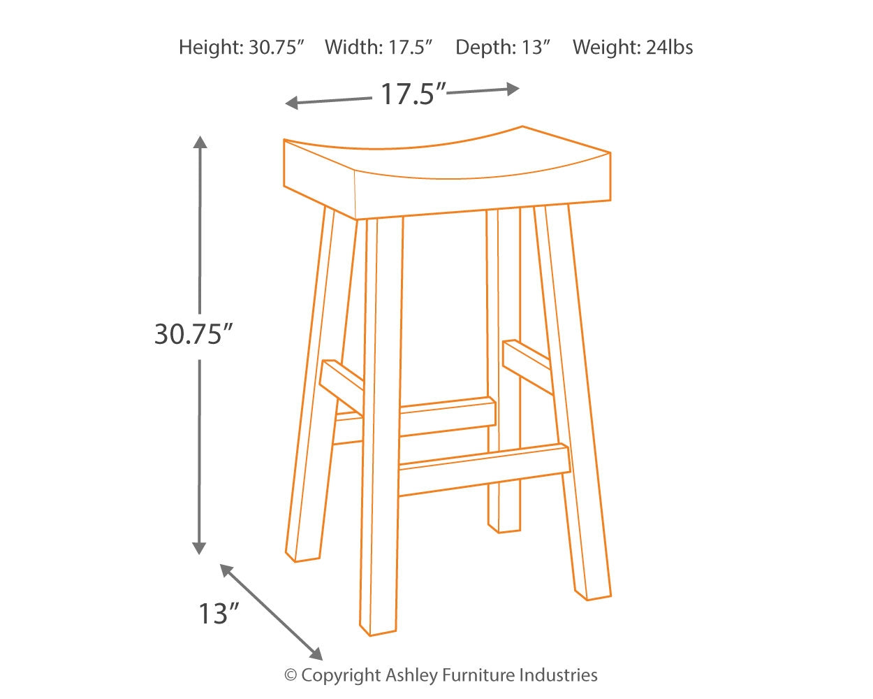 Glosco Medium Brown/Brown Bar Height Bar Stool (Set of 2)