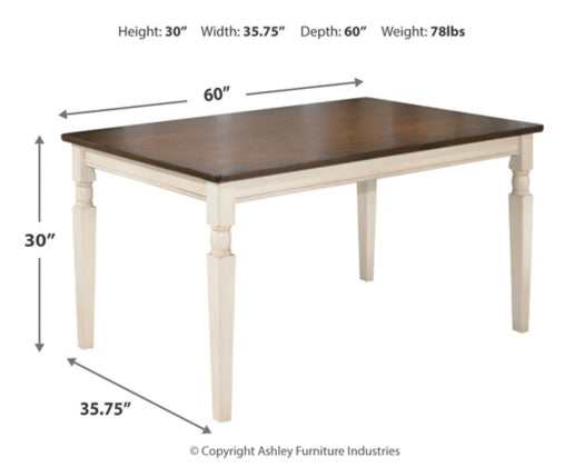 Whitesburg Brown/Cottage White Rectangular Dining Table