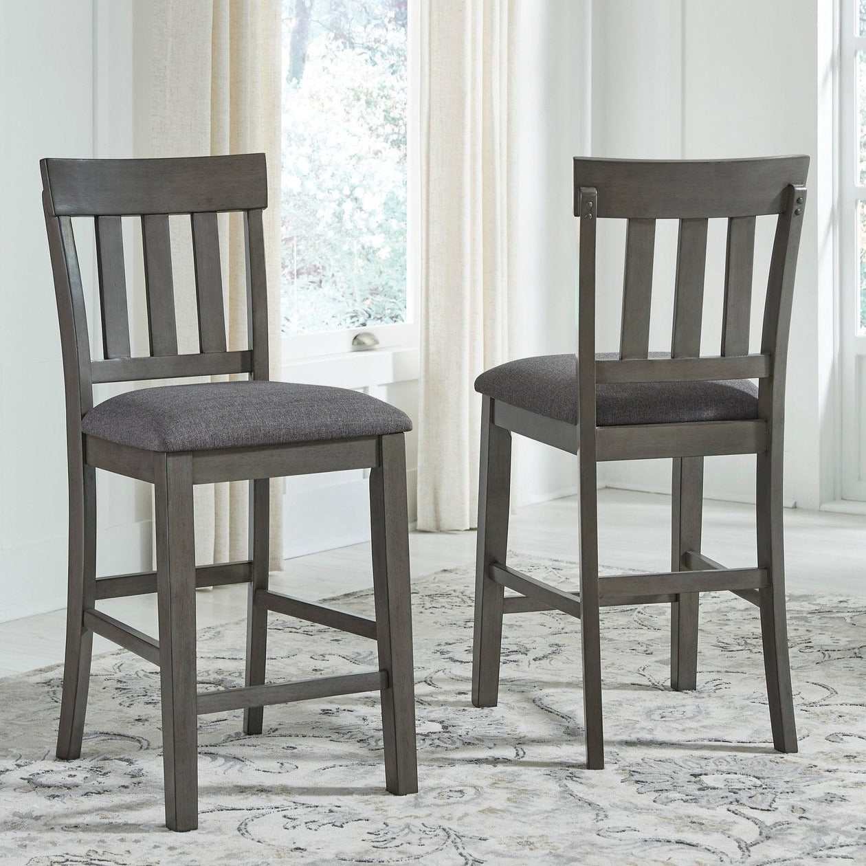 Hallanden Two-tone Gray Counter Height Bar Chair (Set of 2)