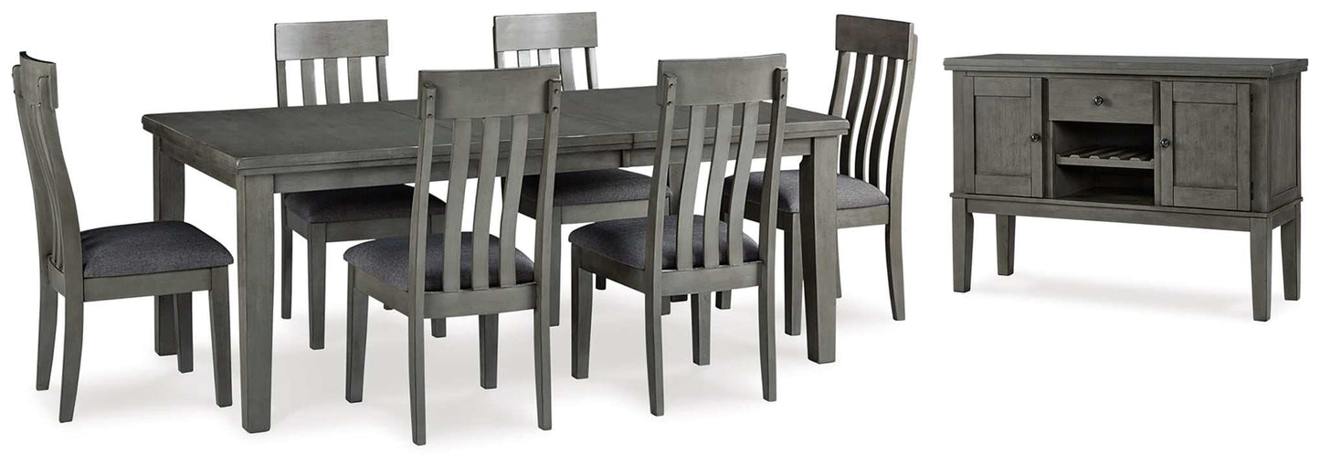 Hallanden Gray Dining Room Set w/ Storage Sideboard / 8pc