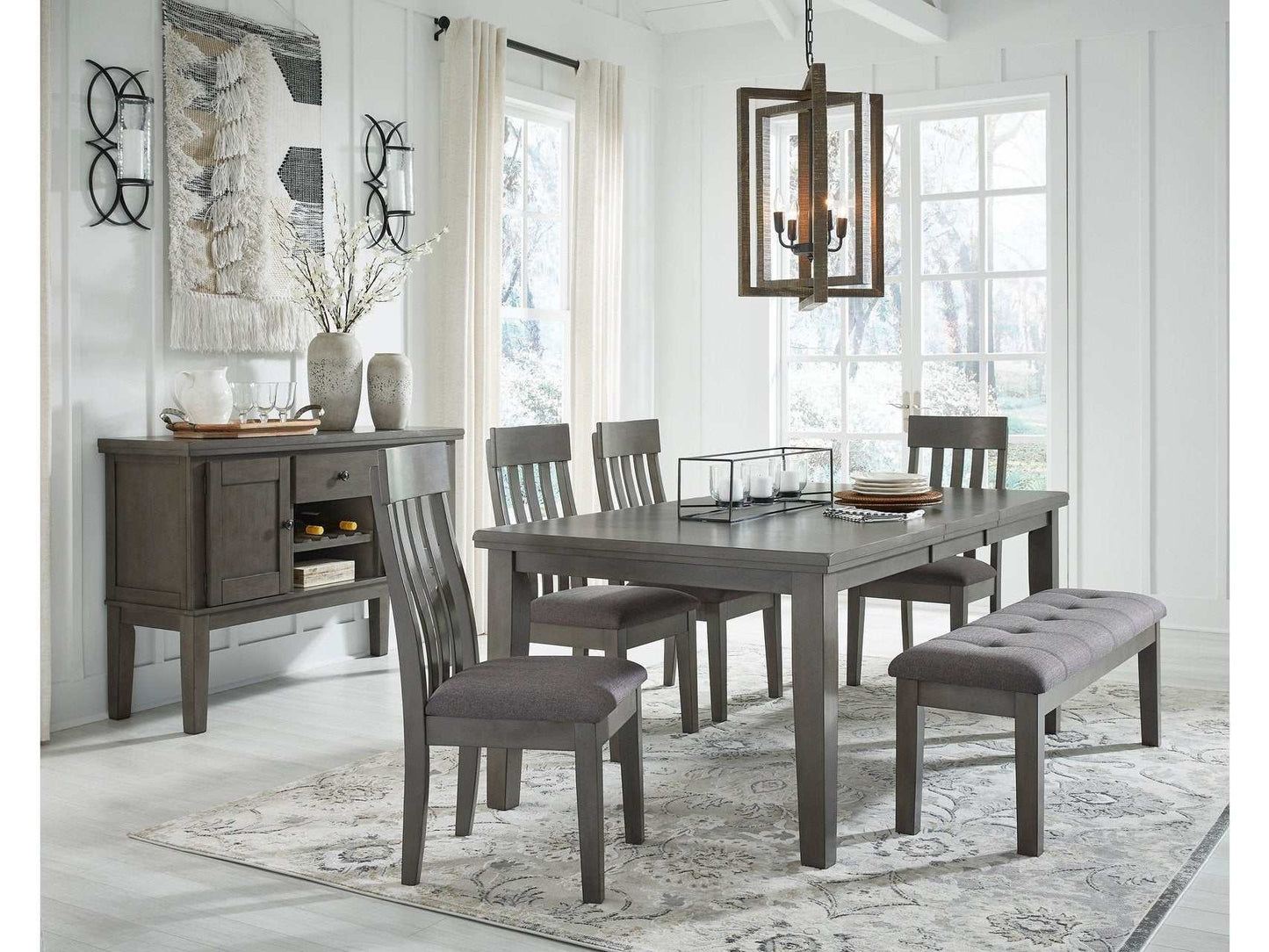 Hallanden Gray Dining Room Set / 6pc