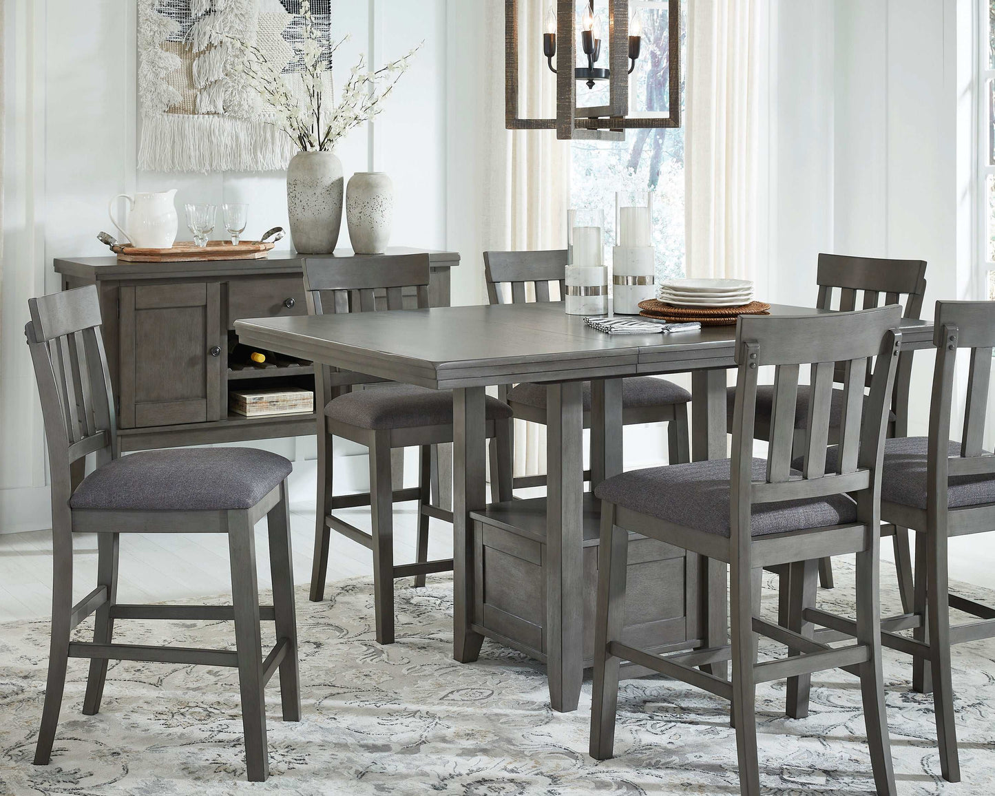 Hallanden Gray Counter Height Dining Table w/ Extension