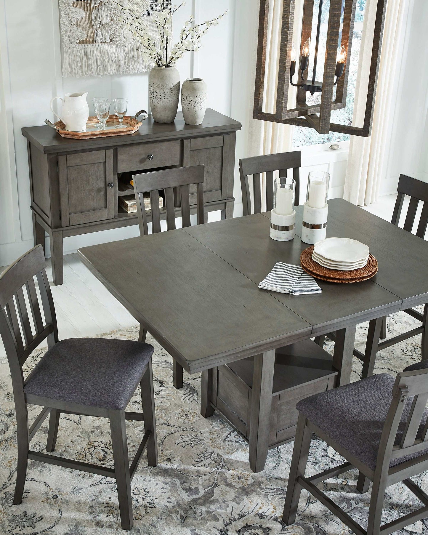 Hallanden Gray Counter Height Dining Table w/ Extension