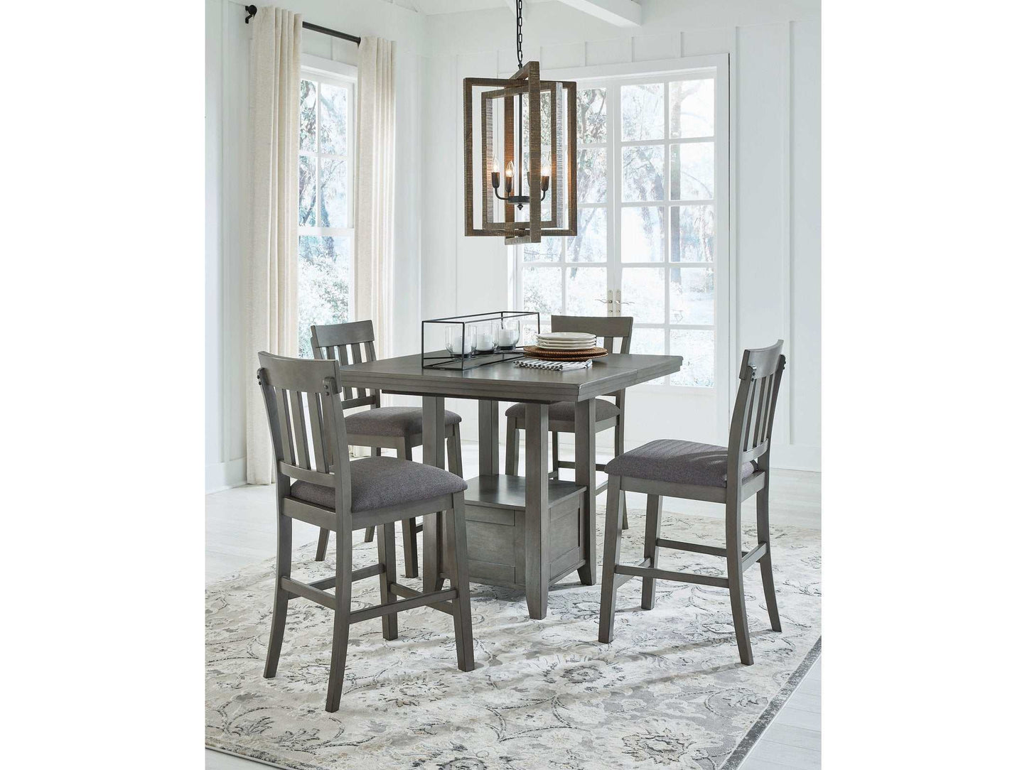 Hallanden Gray Counter Height Dining Room Set / 5pc